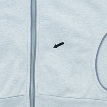 Load image into Gallery viewer, Women’s 2003 Nike Spell Out Small Swoosh Embroidered Mesh Logo Piping Zip Up Raglan Grey Navy Hoodie - L (12-14)

