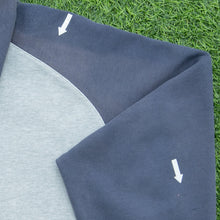 Load image into Gallery viewer, Women’s 2003 Nike Spell Out Small Swoosh Embroidered Mesh Logo Piping Zip Up Raglan Grey Navy Hoodie - L (12-14)
