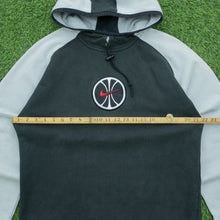 Load image into Gallery viewer, 1998 Nike Hoops Basketball Small Swoosh Embroidered Logo Drawstring Raglan Black Grey Hoodie - M
