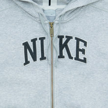 Load image into Gallery viewer, Women’s 2005 Nike Spell Out Small Swoosh Embroidered Logo Taping Zip Up Grey Hoodie - M/L (12-14)
