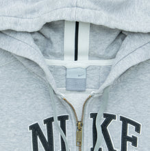 Load image into Gallery viewer, Women’s 2005 Nike Spell Out Small Swoosh Embroidered Logo Taping Zip Up Grey Hoodie - M/L (12-14)
