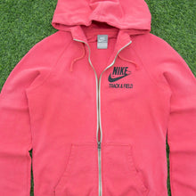 Load image into Gallery viewer, Women’s Nike Track &amp; Field Swoosh Graphic Logo Zip Up Pink Hoodie - M (10-12)

