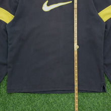 Load image into Gallery viewer, 1998 Nike Large Swoosh Embroidered Logo Varsity V-Neck Black Yellow Sweatshirt - XL
