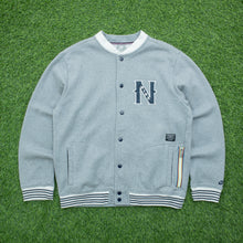 Load image into Gallery viewer, 2008 Nike N Logo Embroidered Small Swoosh Button Up Crewneck Varsity Grey Jumper - L
