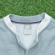 Load image into Gallery viewer, 2008 Nike N Logo Embroidered Small Swoosh Button Up Crewneck Varsity Grey Jumper - L

