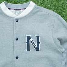 Load image into Gallery viewer, 2008 Nike N Logo Embroidered Small Swoosh Button Up Crewneck Varsity Grey Jumper - L
