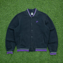 Load image into Gallery viewer, 2010 Nike Small Swoosh Logo Embroidered Button Up Ribbed Varsity Black Jumper - S

