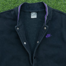 Load image into Gallery viewer, 2010 Nike Small Swoosh Logo Embroidered Button Up Ribbed Varsity Black Jumper - S
