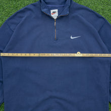 Load image into Gallery viewer, 1997 Nike Small Swoosh Embroidered Logo Quarter Zip Navy Jumper - XL
