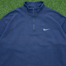 Load image into Gallery viewer, 1997 Nike Small Swoosh Embroidered Logo Quarter Zip Navy Jumper - XL
