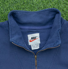 Load image into Gallery viewer, 1997 Nike Small Swoosh Embroidered Logo Quarter Zip Navy Jumper - XL
