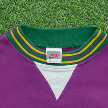 Load image into Gallery viewer, 1990 Nike Oregon USA Spell Out Embroidered Swoosh Logo Raglan Mock Crewneck Purple Sweatshirt - S
