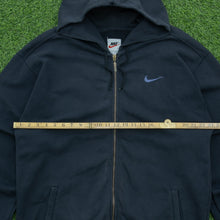 Load image into Gallery viewer, 1996 Nike Small Swoosh Embroidered Logo Drawstring Adjustable Waist Zip Up Black Hoodie - L
