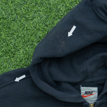 Load image into Gallery viewer, 1996 Nike Small Swoosh Embroidered Logo Drawstring Adjustable Waist Zip Up Black Hoodie - L

