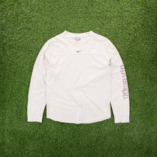 Load image into Gallery viewer, (2003) Nike Small Centre Swoosh Embroidered Uptempo Graphic Off White Longsleeve T-Shirt - S/M
