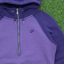 Load image into Gallery viewer, Women’s 2010 Nike Small Swoosh Embroidered Logo Raglan Quarter Zip Purple Hoodie - M (10-12)
