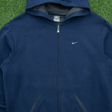 Load image into Gallery viewer, 2007 Nike Small Swoosh Embroidered Logo Navy Zip Up Hoodie - XL

