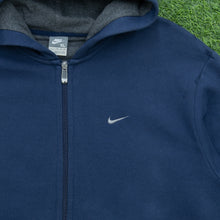 Load image into Gallery viewer, 2007 Nike Small Swoosh Embroidered Logo Navy Zip Up Hoodie - XL
