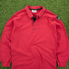 Load image into Gallery viewer, (1995) Adidas Equipment EQT Centre Logo Embroidered Red Longsleeve Rugby Polo Shirt - M
