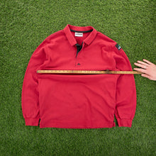 Load image into Gallery viewer, (1995) Adidas Equipment EQT Centre Logo Embroidered Red Longsleeve Rugby Polo Shirt - M
