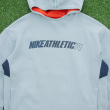 Load image into Gallery viewer, 2004 Nike Athletic 71 Spell Out Graphic Small Swoosh Embroidered Grey Hoodie - L
