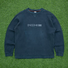 Load image into Gallery viewer, 2001 Nike Spell Out Embroidered Small Swoosh Crewneck Navy Sweatshirt - L
