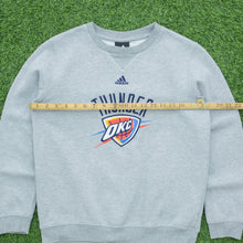 Load image into Gallery viewer, Adidas Centre Logo Oklahoma City Thunder Basketball USA Embroidered Crewneck Grey Sweatshirt - S
