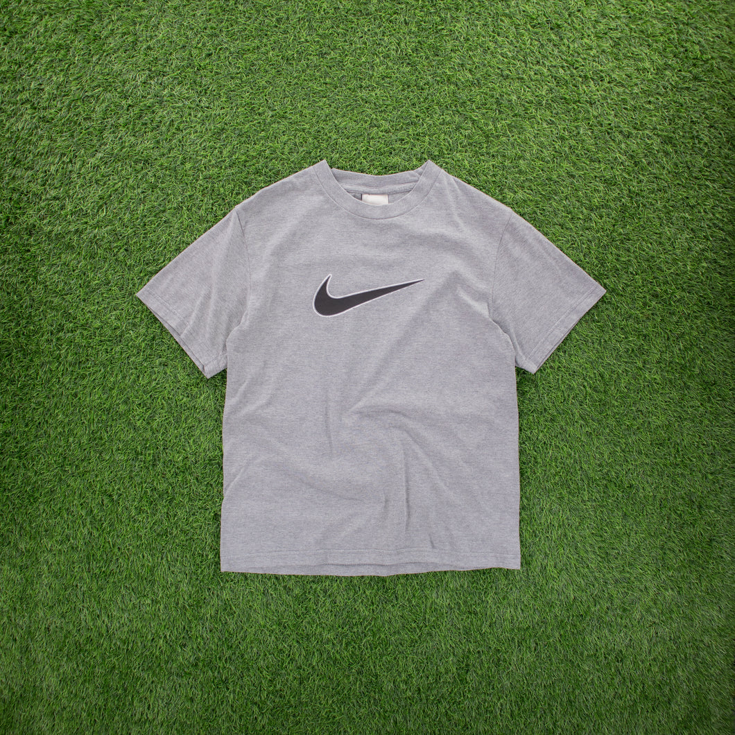 (2008) Nike Large Swoosh Grey Graphic T-Shirt - S