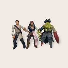 Load image into Gallery viewer, (2000’s) Pirates Of The Caribbean Disney Zizzle 7” Inch figures (Captain Jack Sparrow, Will Turner, Davy Jones)
