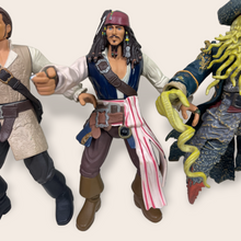 Load image into Gallery viewer, (2000’s) Pirates Of The Caribbean Disney Zizzle 7” Inch figures (Captain Jack Sparrow, Will Turner, Davy Jones)
