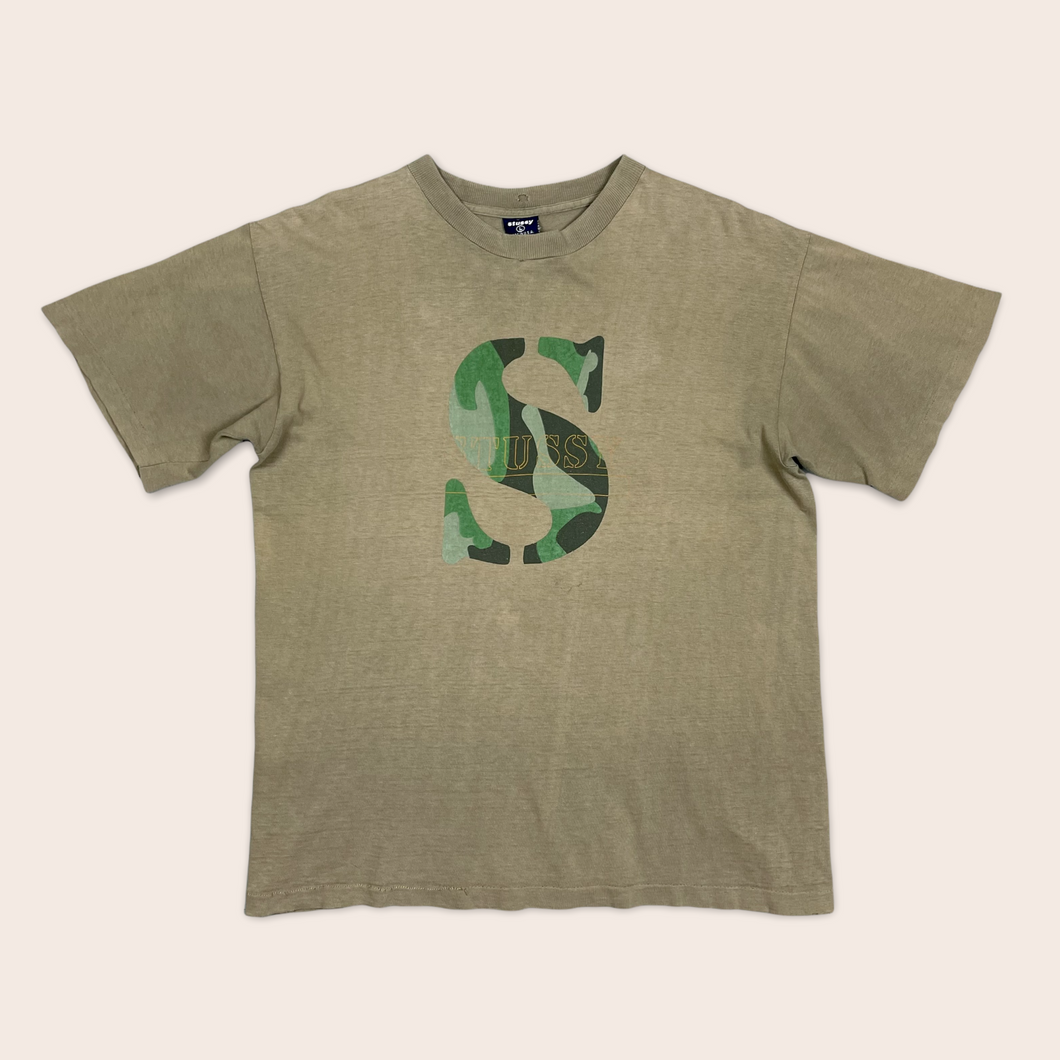 (1990’s) Stussy ‘S’ Camouflage logo graphic t-shirt - L
