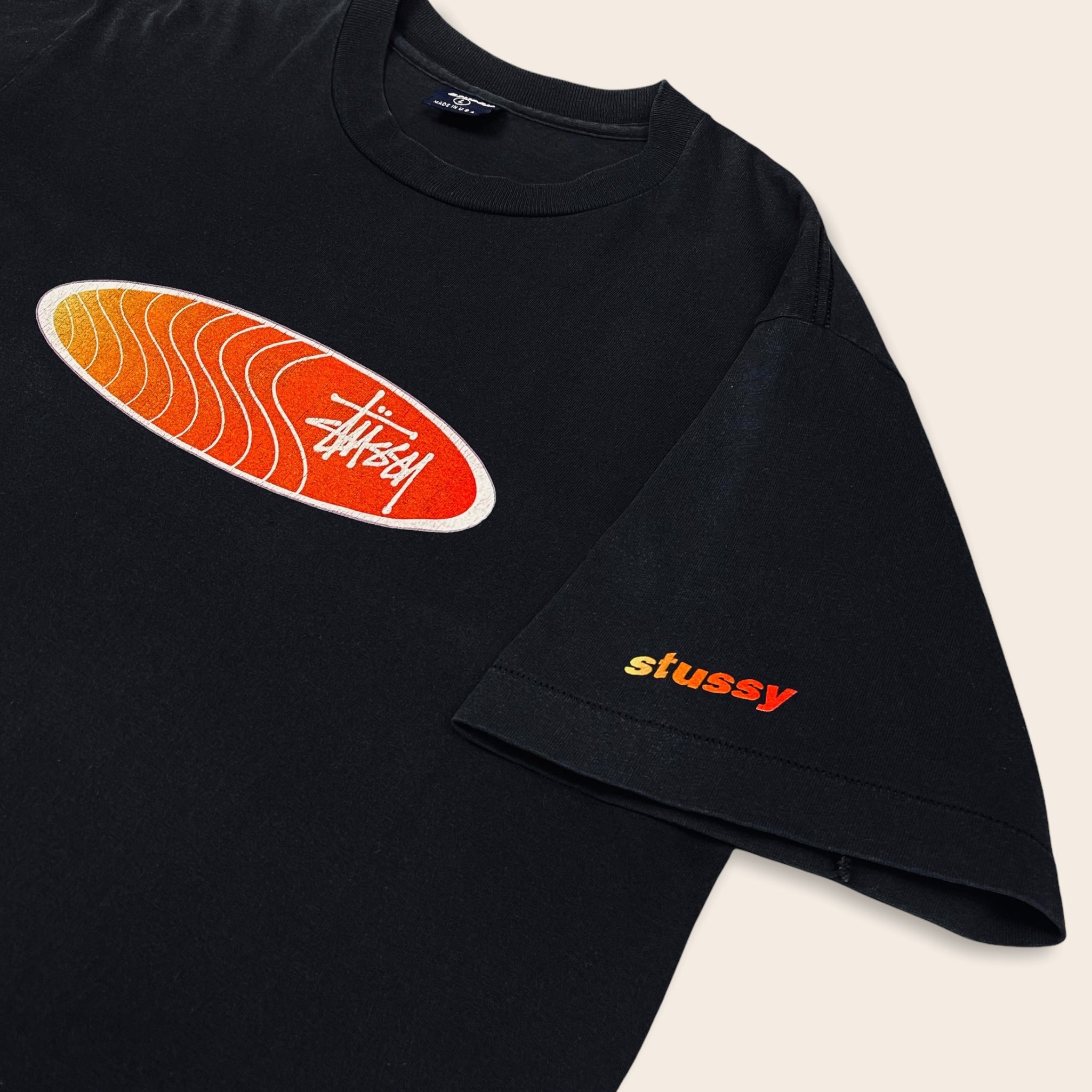 1990's) Stussy faded surfboard graphic t-shirt - L – Since